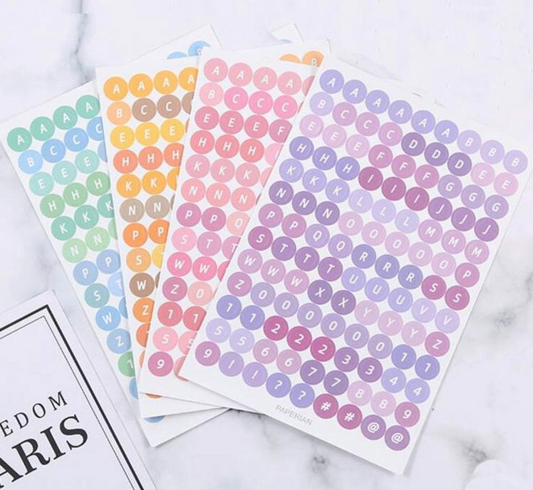 Colorful Circle Letter Dot Stickers