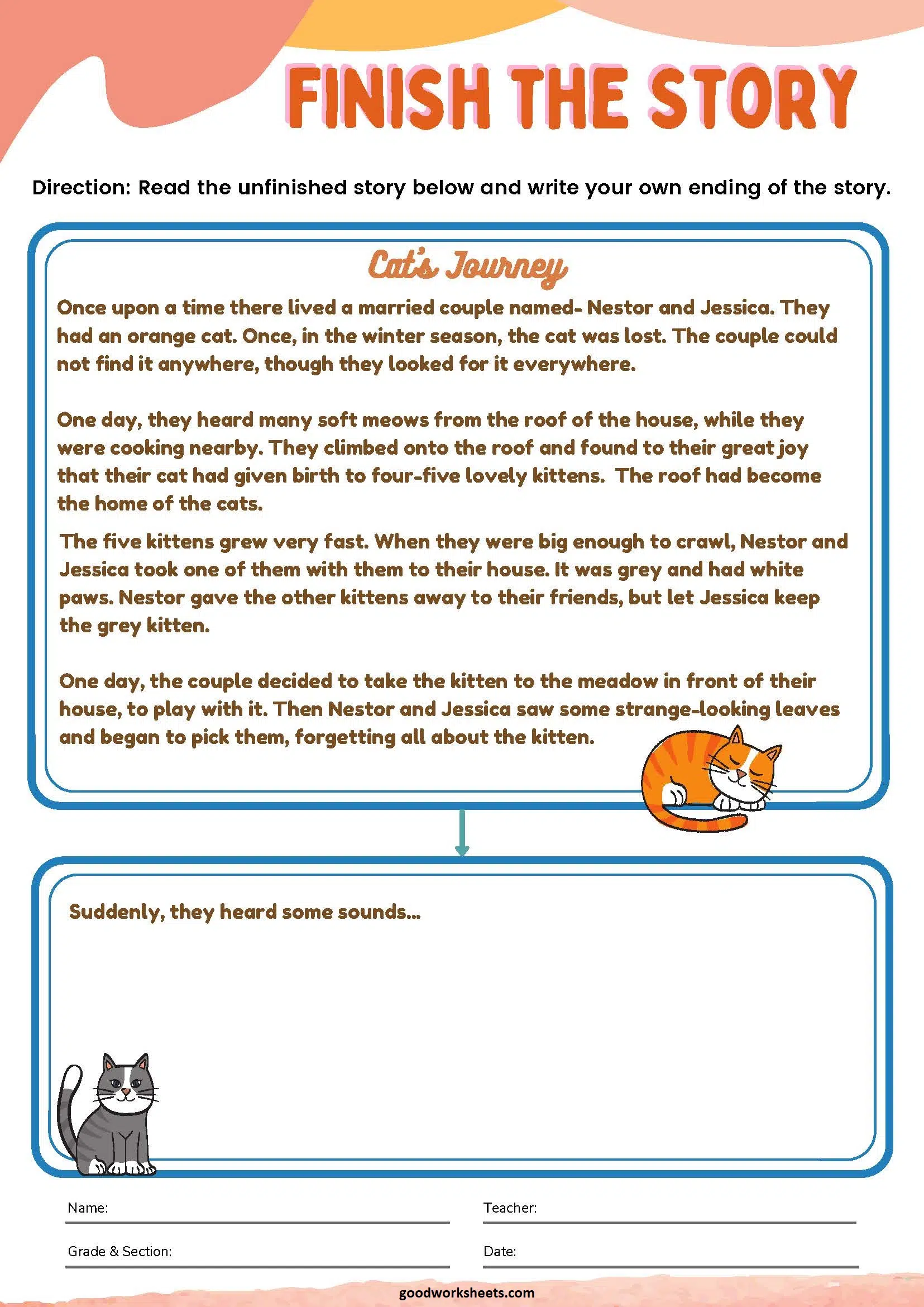 Finish The Story Worksheets with Answer key