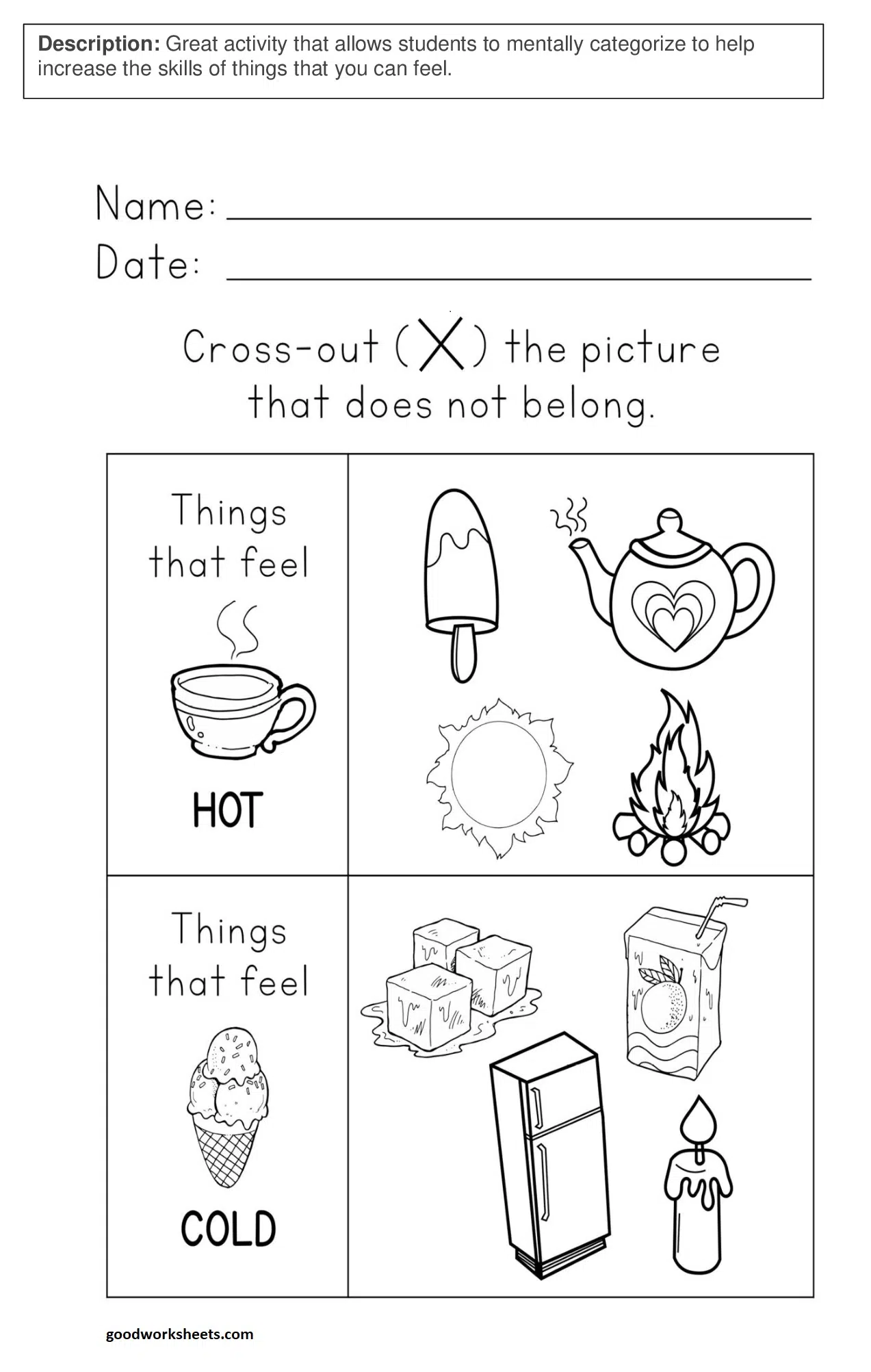 Hot And Cold Worksheets for Kindergarten & Preschool