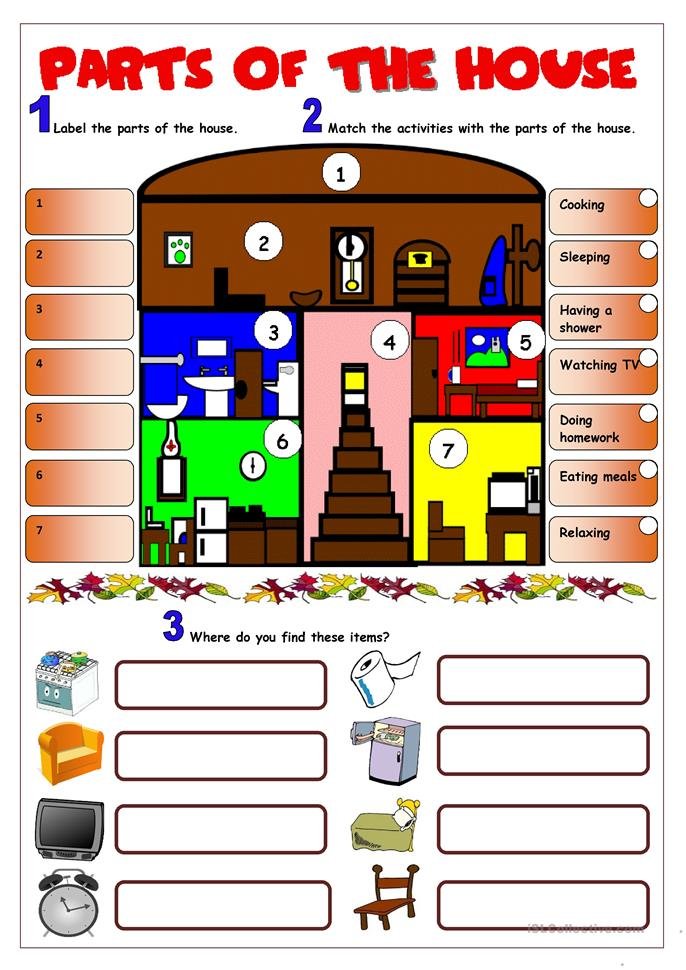 Free Parts Of The House Worksheet Free Parts Of The House Worksheet