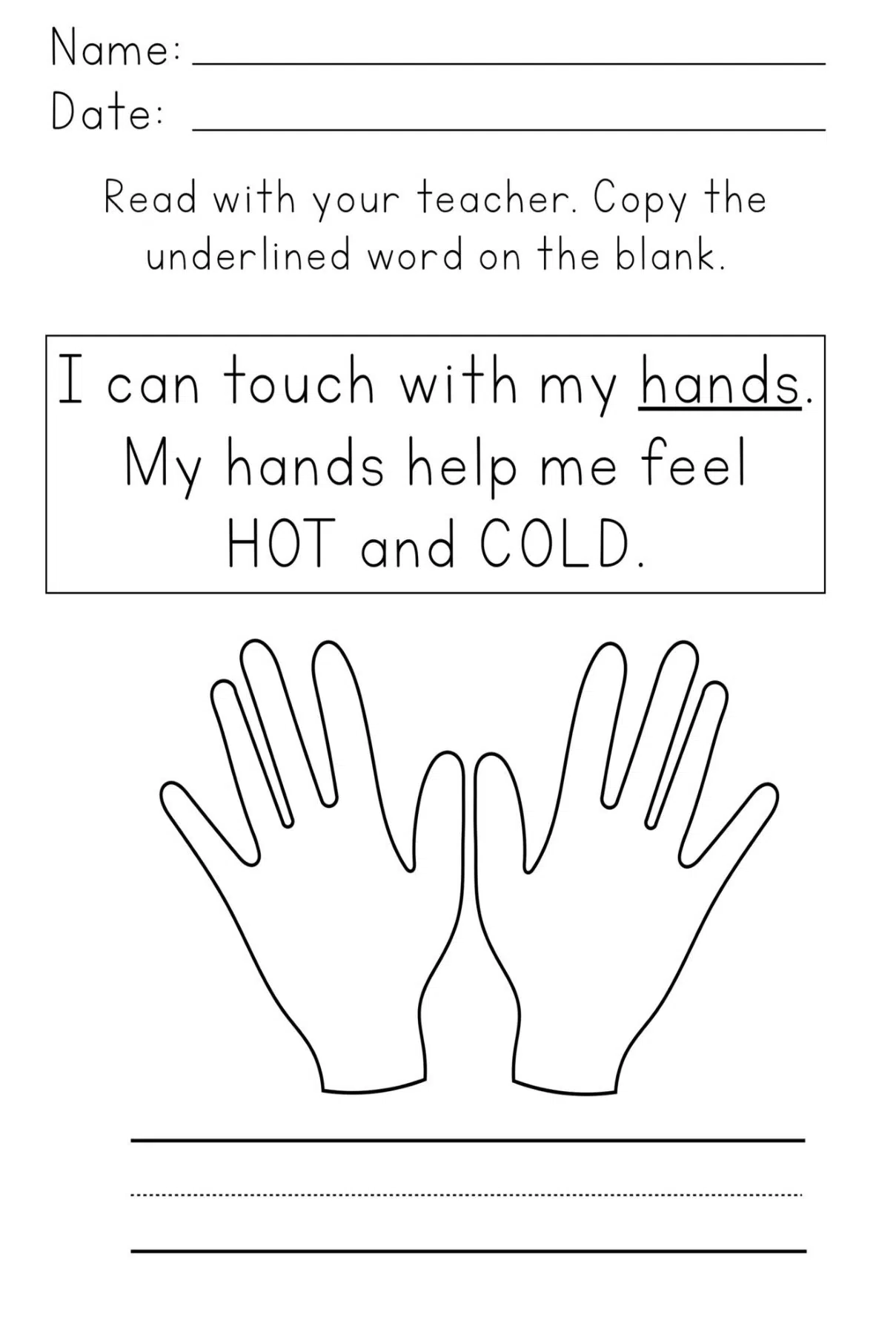 I Can Feel Worksheets