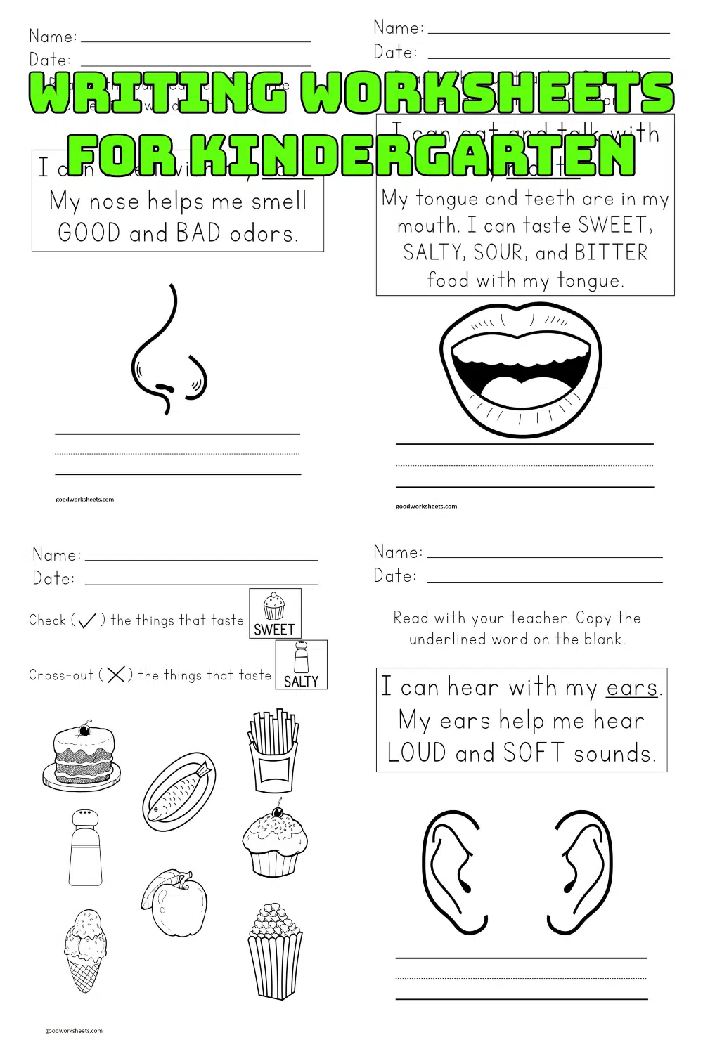 Writing Worksheets For Kindergarten PDF