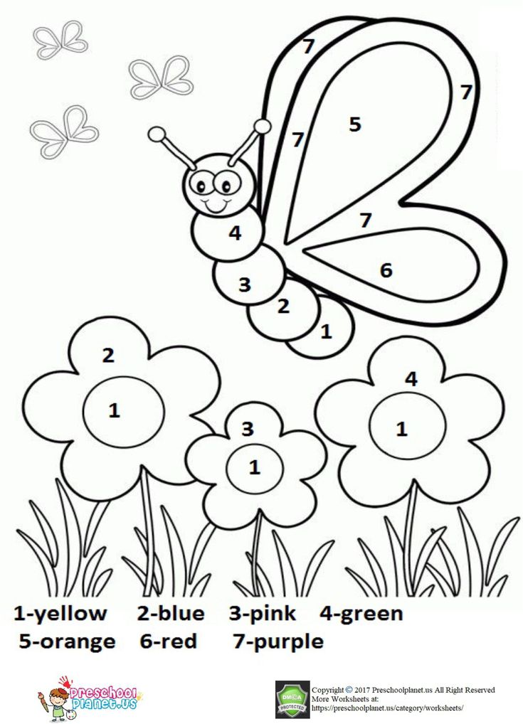 Color By Number Spring Worksheet For Kids