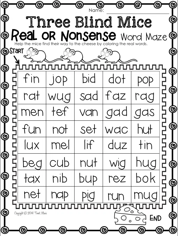 Nonsense Words For Kindergarten