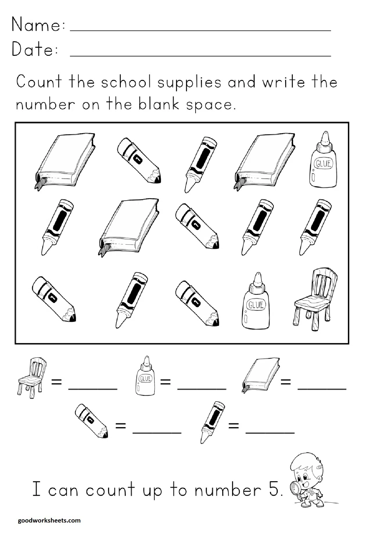 Number Concepts Count Up to 5 Worksheets
