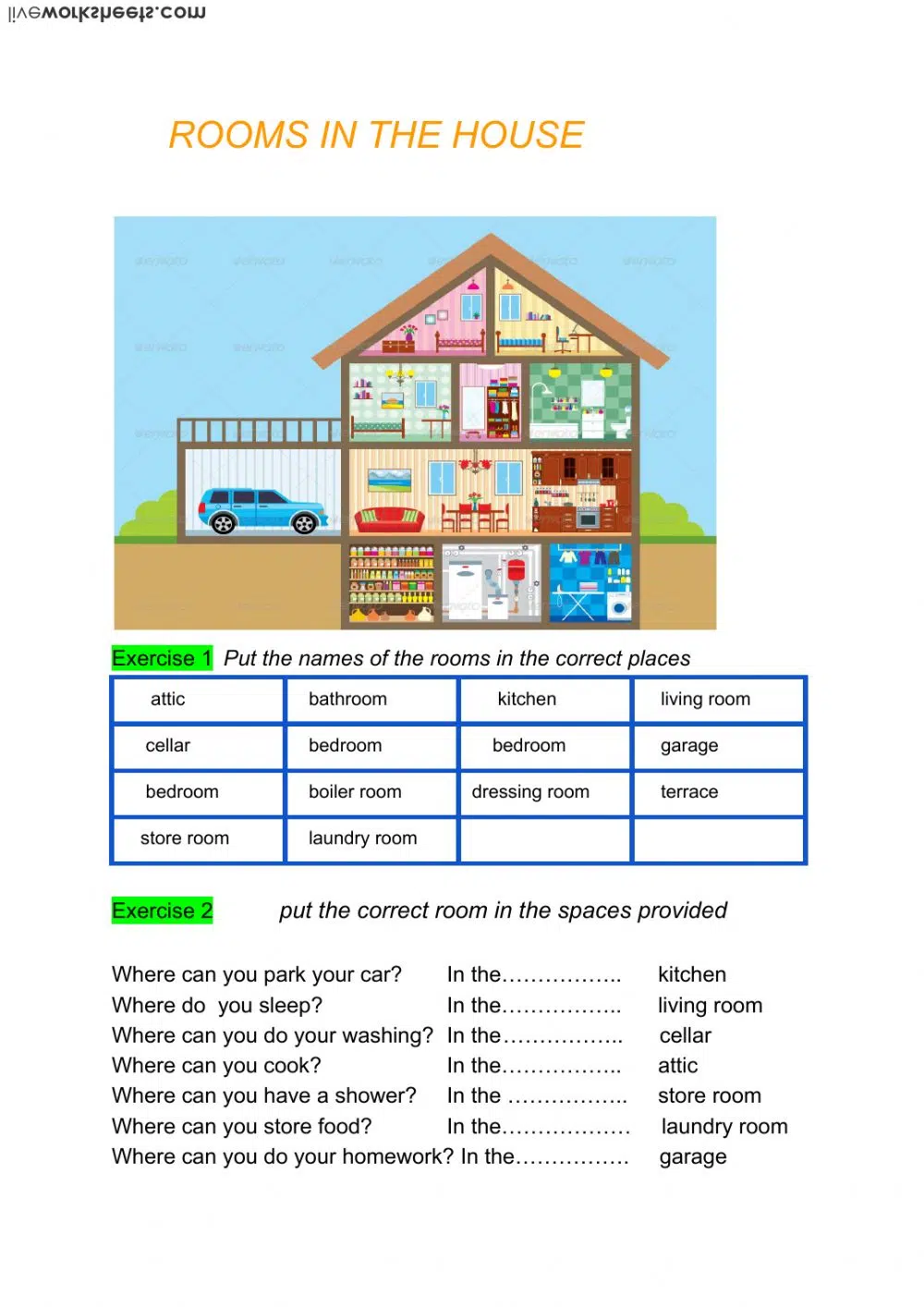 Rooms In The House Interactive Worksheet Rooms In The House Interactive Worksheet