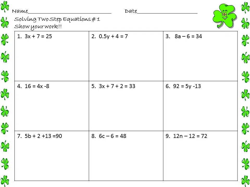 Solving Two Step Equations