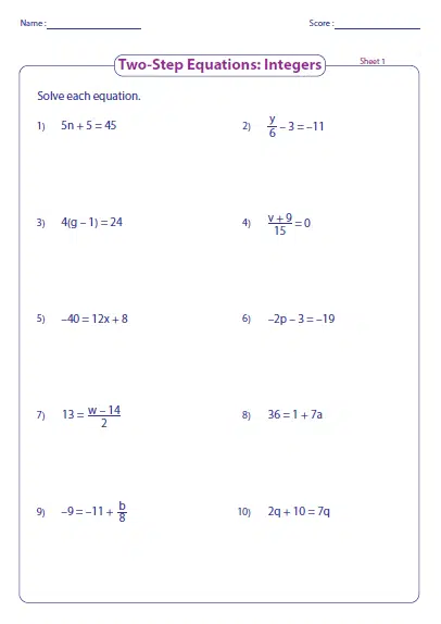 Two Step Equations