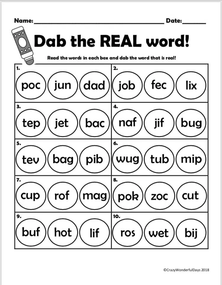Worksheets For Helping To Identify Nonsense