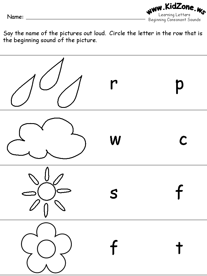 Beginning Consonants Review Worksheets