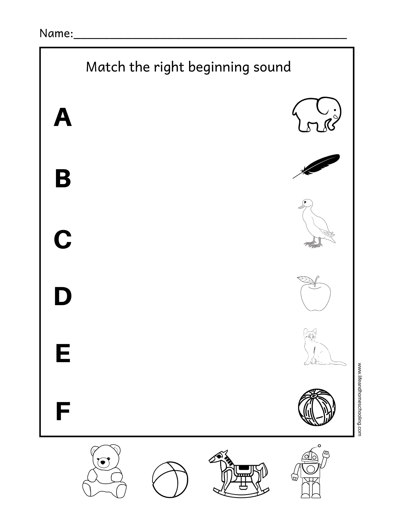 Beginning Sound Matching Worksheet