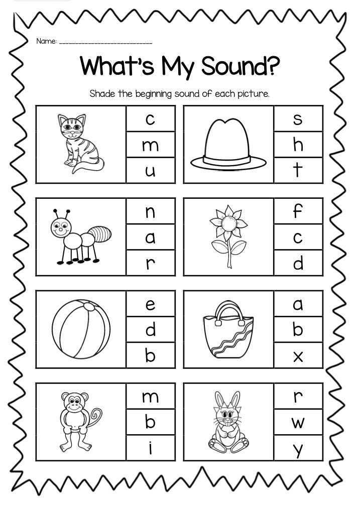 Beginning Sounds Printable Worksheet Pack