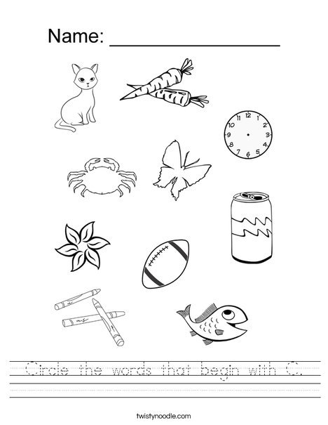 Circle The Words That Begin With C Worksheet