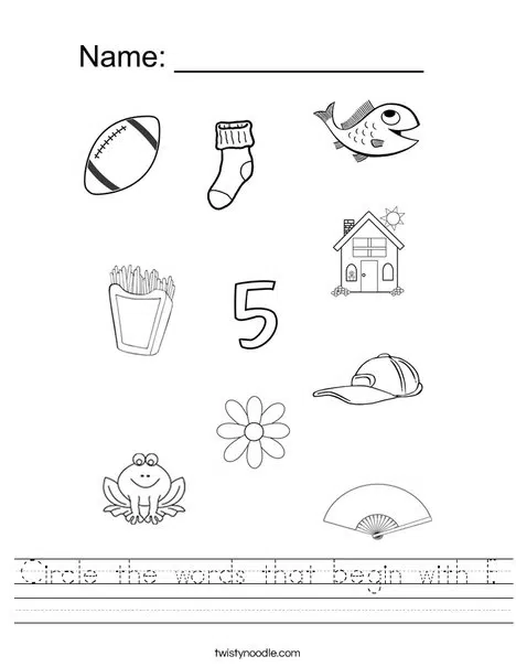 Cursive Words Starting With F Worksheets