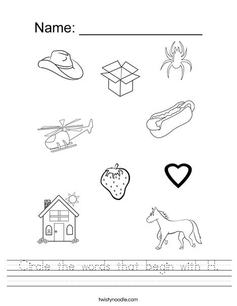 Circle The Words That Begin With H Worksheet