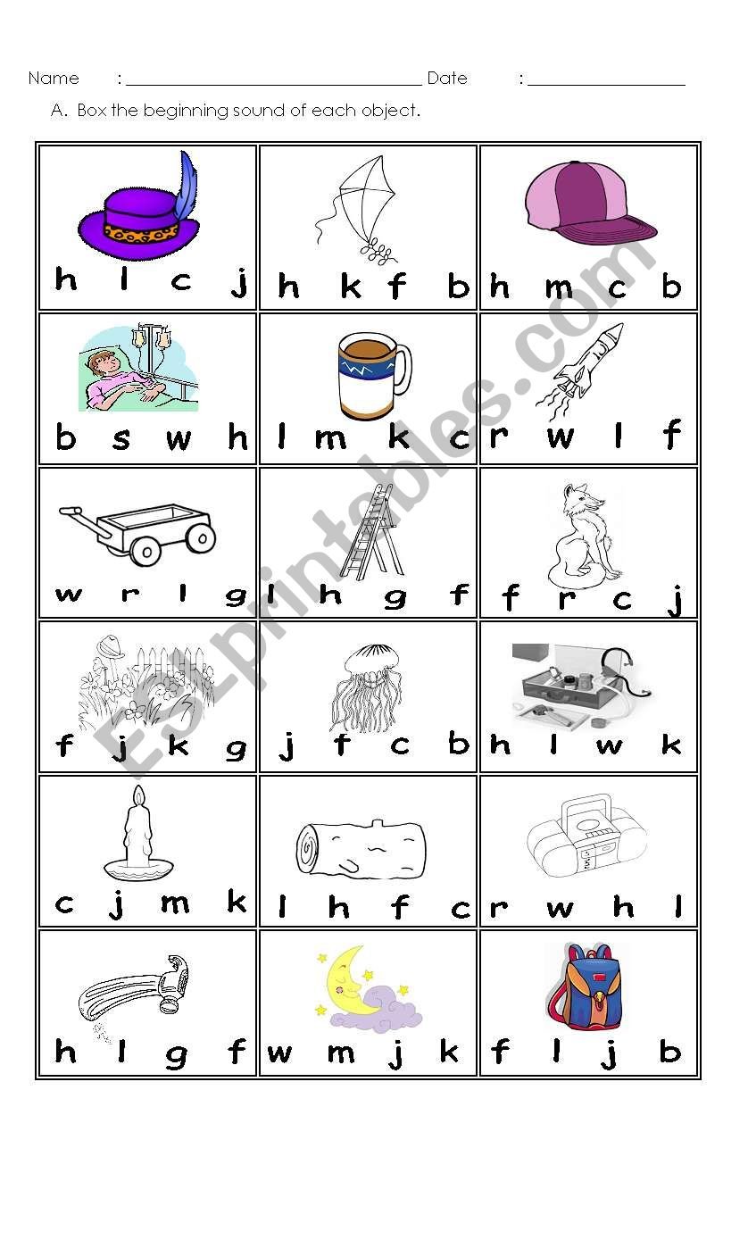 Beginning Consonants Worksheets
