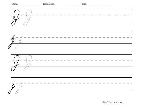 Cursive Letter J Worksheet