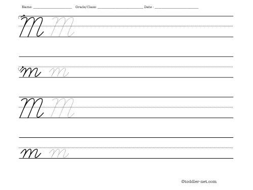 Cursive Letter M Writing Worksheet