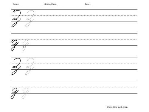 Cursive Letter Z Writing Worksheet