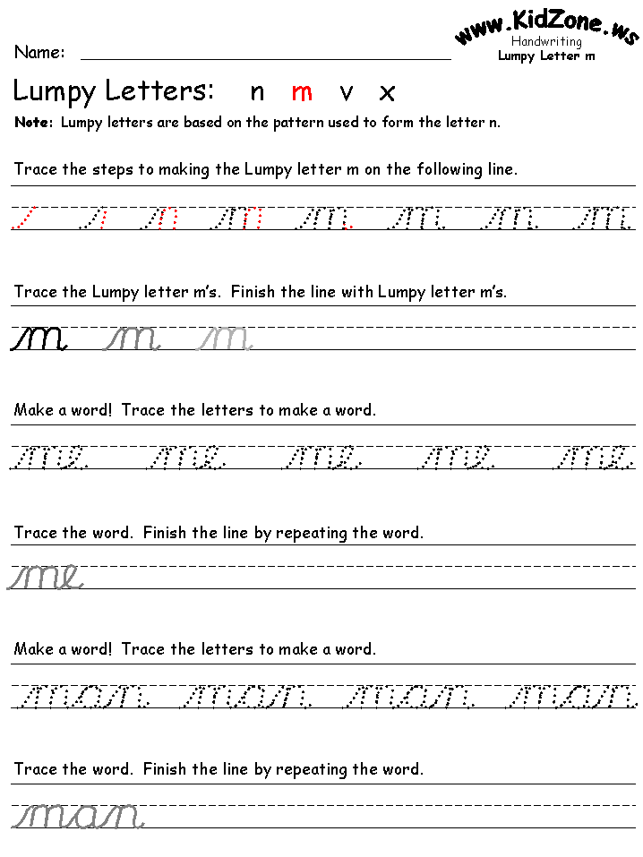 Cursive Writing Worksheets