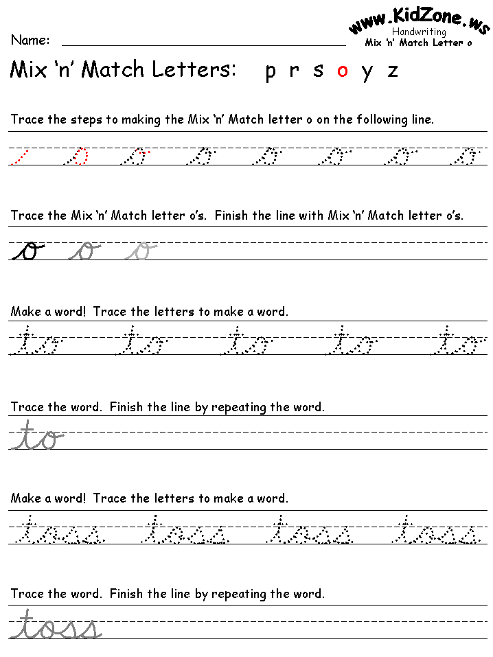 Cursive Writing Worksheets