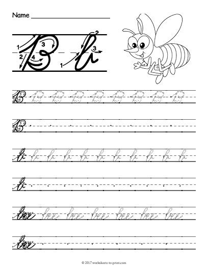 Free Printable Cursive B Worksheet