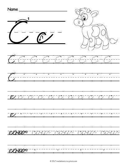 Free Printable Cursive C Worksheet