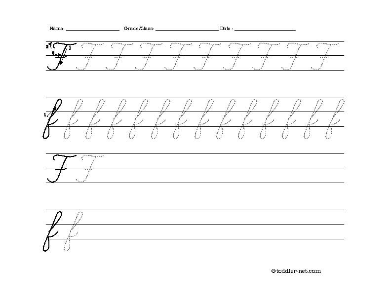 Free Printable Cursive Letter F Worksheet
