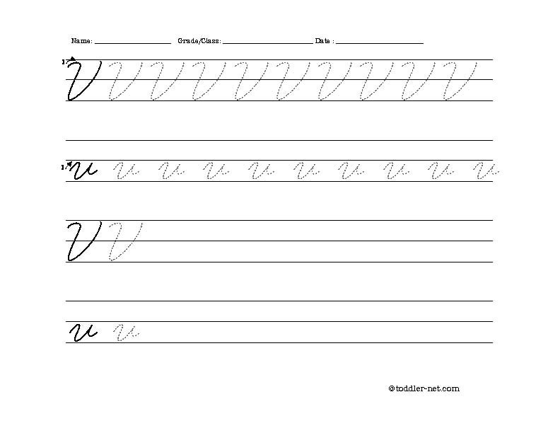 Free Printable Cursive Letter V Worksheet