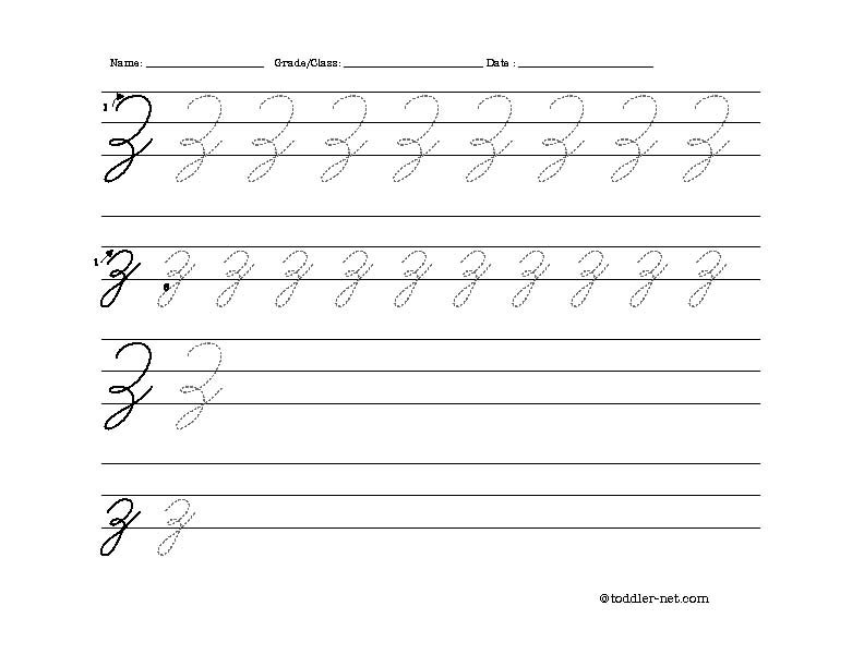 Free Printable Cursive Letter Z Worksheet