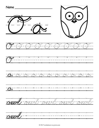 Free Printable Cursive O Worksheet