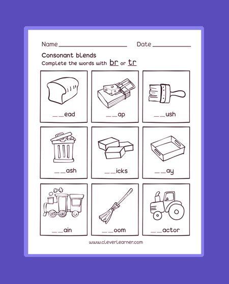 Free Worksheets On Preschool Consonant Blend Sounds With Letter R
