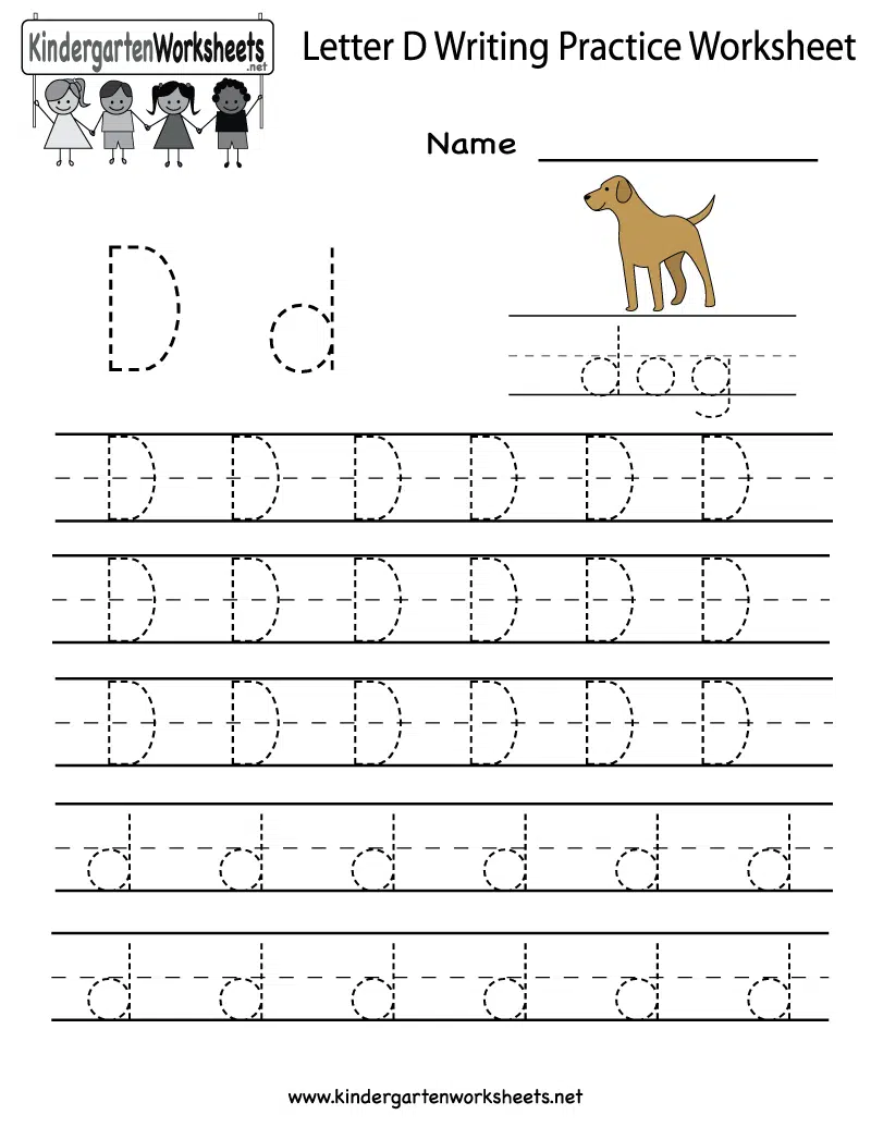 Cursive Writing: Letter D Worksheets