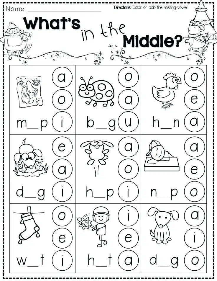 Vowel Digraph Worksheets for Preschool and Kindergarten