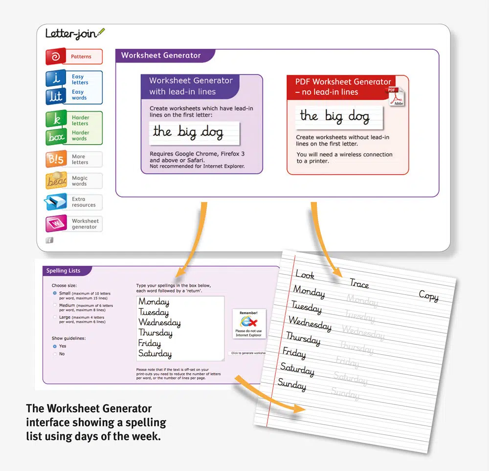 Cursive Top E Letter Joins Worksheets