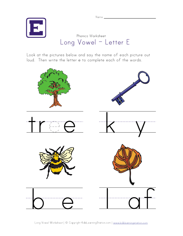 Long Vowel E Worksheet