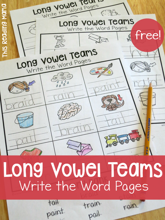Long Vowel Teams Worksheets Write The Word Pages