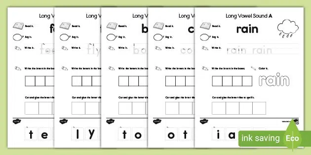 Writing long vowel worksheets