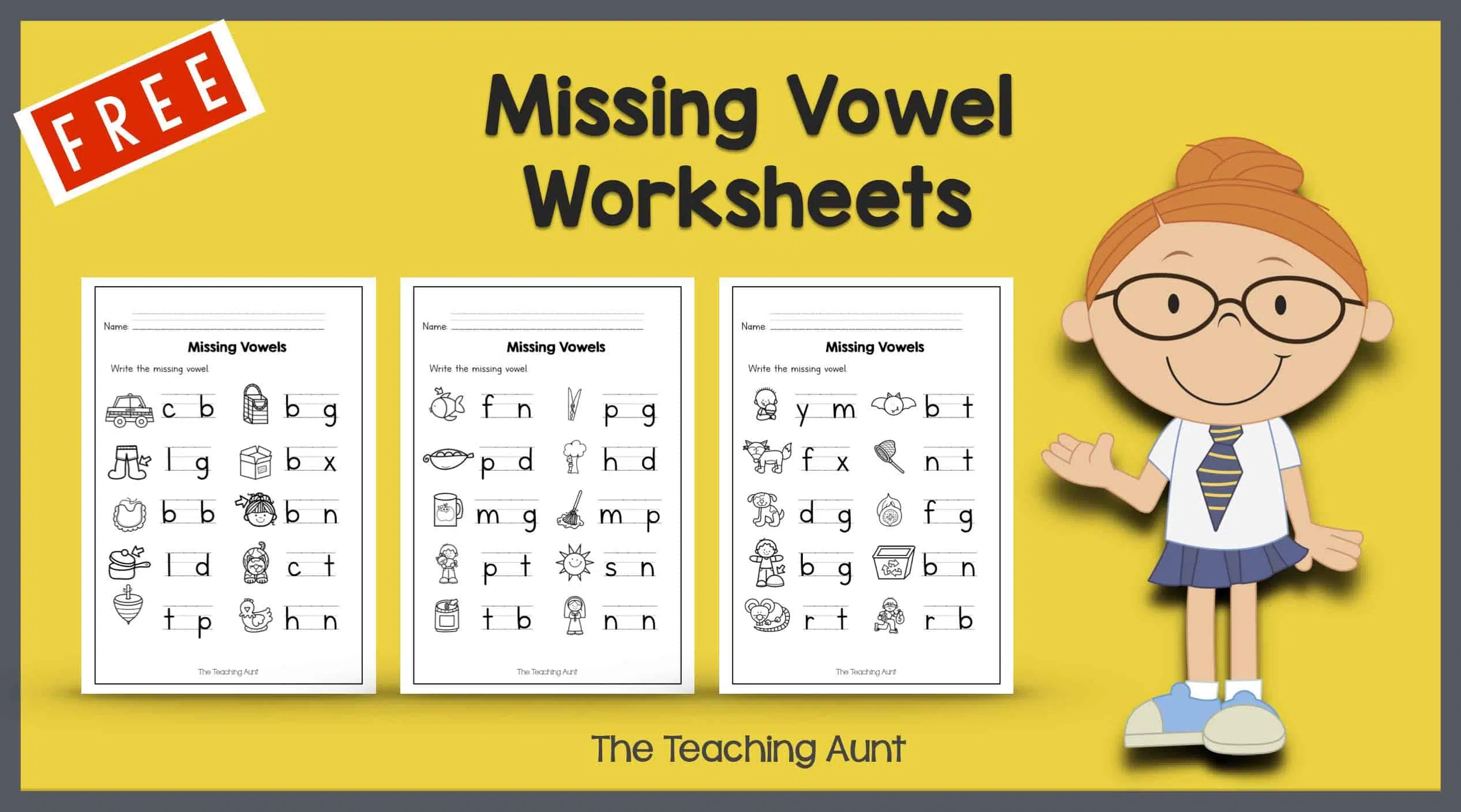 Identifying Vowels Worksheets for Preschool & Kindergarten