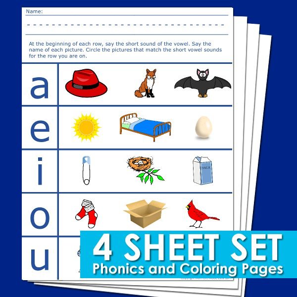 Beginning Vowel Worksheets for Preschool and Kindergarten