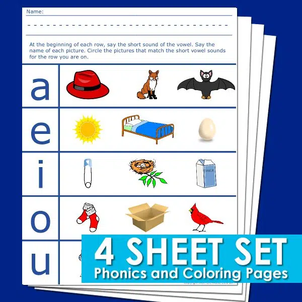 Beginning Vowel Worksheets for Preschool and Kindergarten