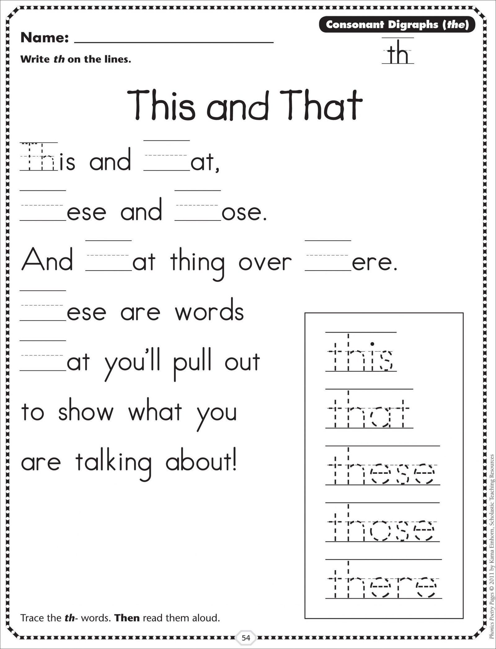 Consonant Digraphs Worksheets for Preschool and Kindergarten