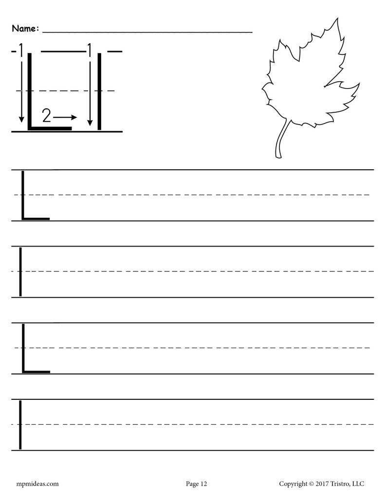 Printable Letter L Handwriting Worksheet Supplyme