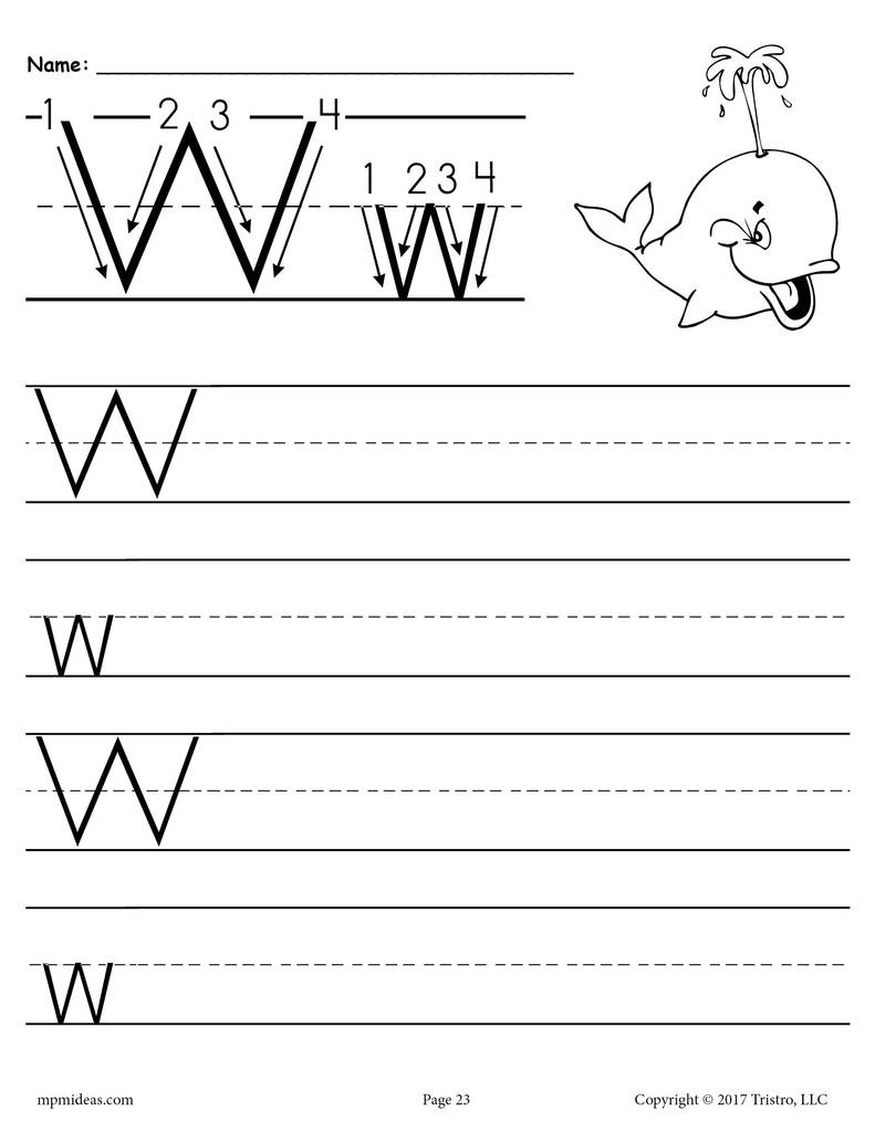 Printable Letter W Handwriting Worksheet Supplyme