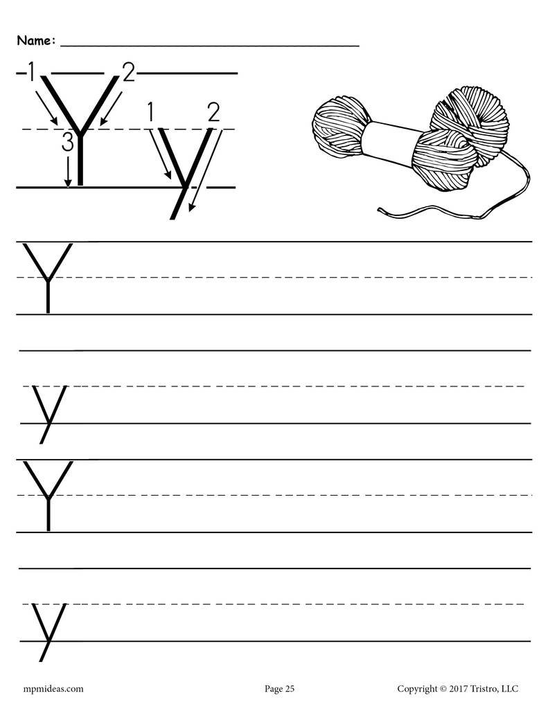 Printable Letter Y Handwriting Worksheet Supplyme