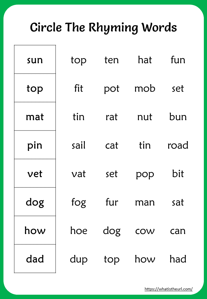 Printable Rhyming Words Worksheets For Nd Grade