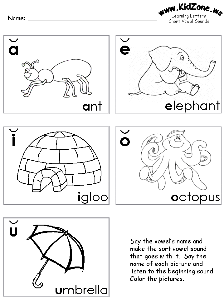 Short Vowels Review Worksheets