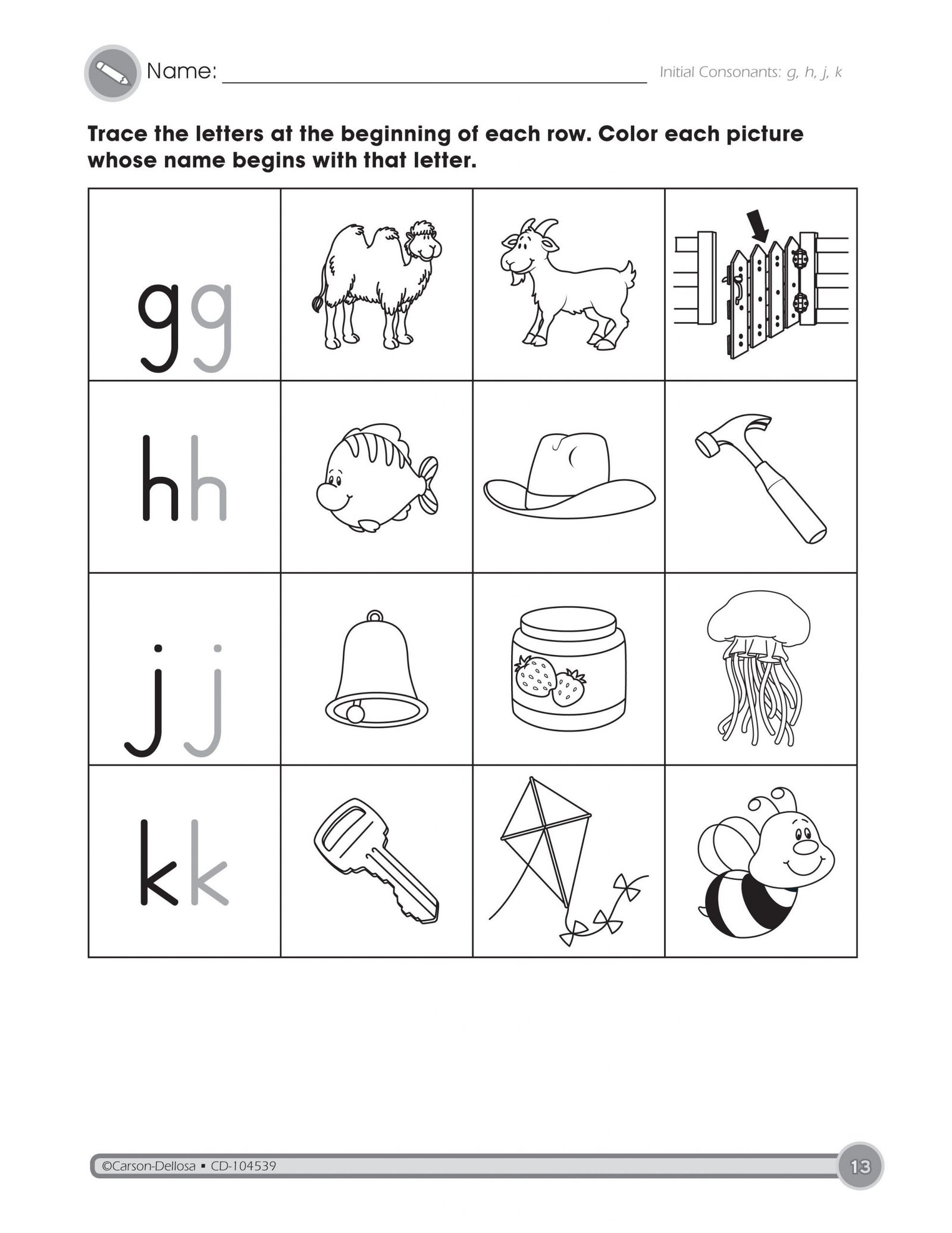 Identifying Consonants – Worksheets for Preschool and Kindergarten
