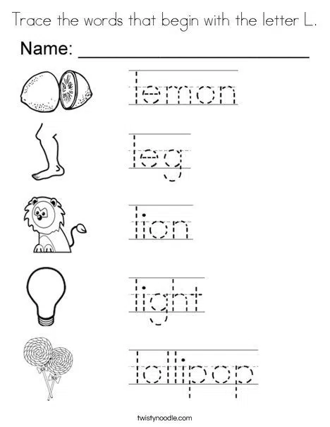 Cursive Words Starting With K Worksheets