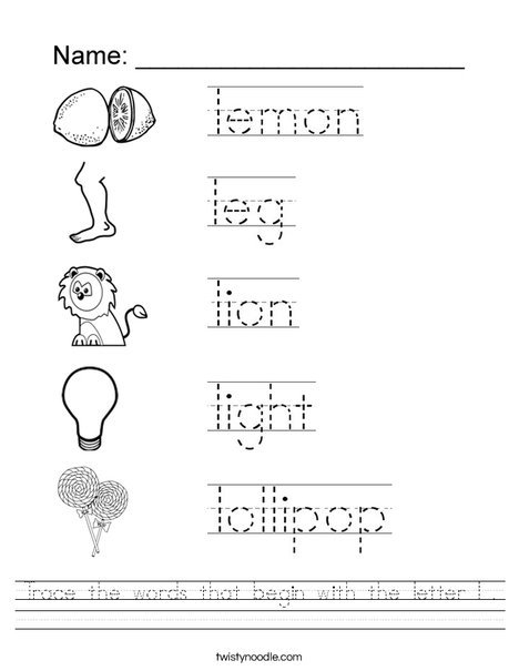 Trace The Words That Begin With The Letter L Worksheet
